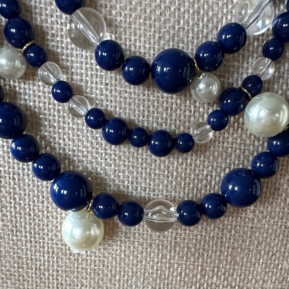 Charming Charlie Navy and Faux Pearl Multi-Strand Necklace - Picture 2 of 16